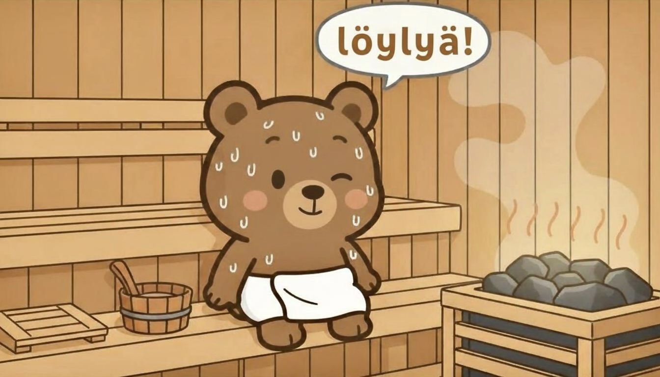 Bear in sauna using Finnish